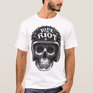 Ride or Riot Spiked Motorcycle Helmet Skull Biker T-Shirt
