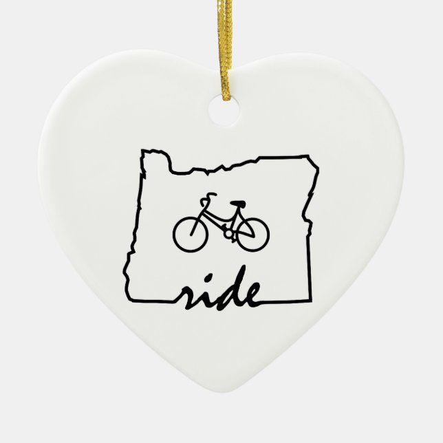 Ride Oregon (Cycling) Ceramic Ornament (Front)