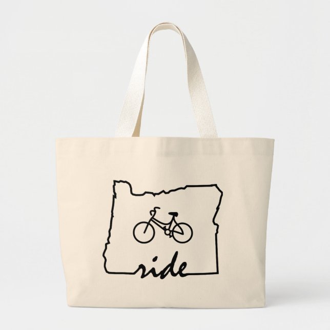 Ride Oregon (Cycling) Large Tote Bag (Front)