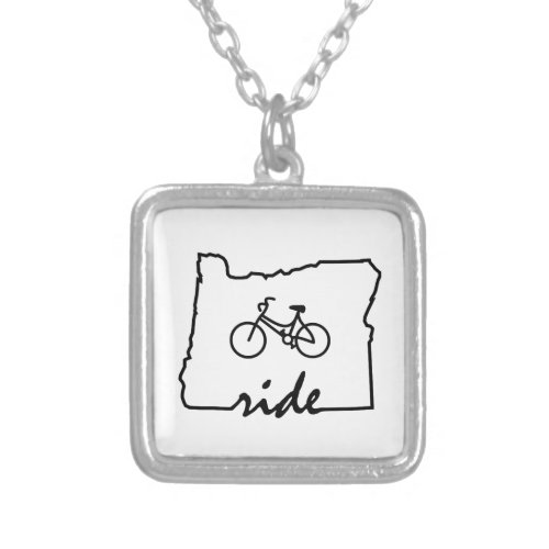 Ride Oregon Cycling Silver Plated Necklace