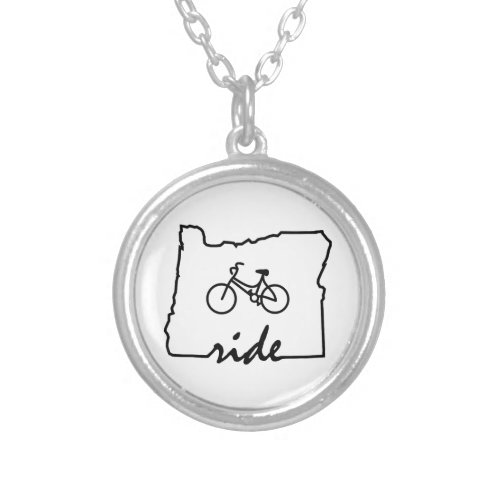 Ride Oregon Cycling Silver Plated Necklace