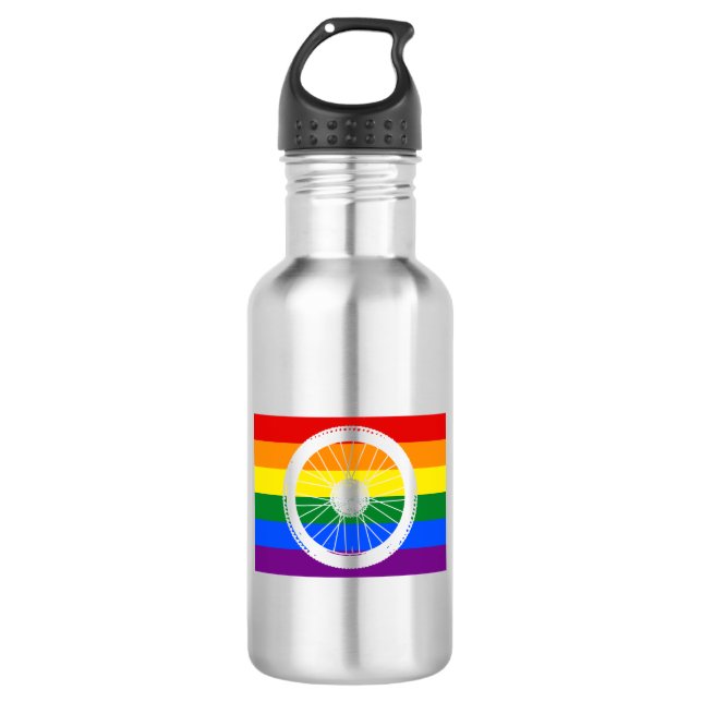 Ride Pride Cycling Wheel Stainless Steel Water Bottle (Front)