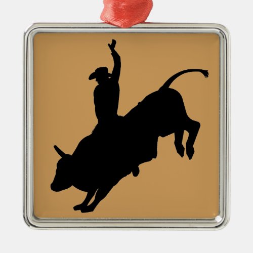 Ride Rank Bull Riding Rodeo Cowboy Up Metal Ornament