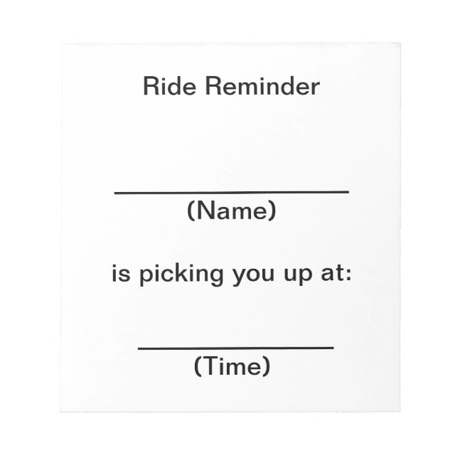 Ride Reminder Notes (Front)