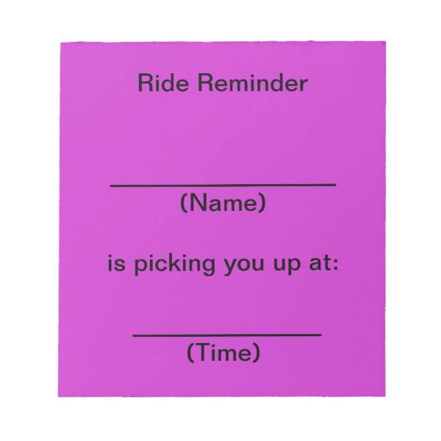 Ride Reminder Notes (Bright Purple) (Front)