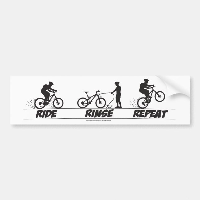 Ride Rinse Repeat Bumper Sticker (Front)