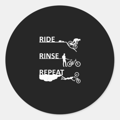 Ride Rinse Repeat Funny Mountain Bike Classic Round Sticker