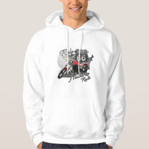 Ride Route 66,Vintage Motorcycle Hooded Sweatshirt