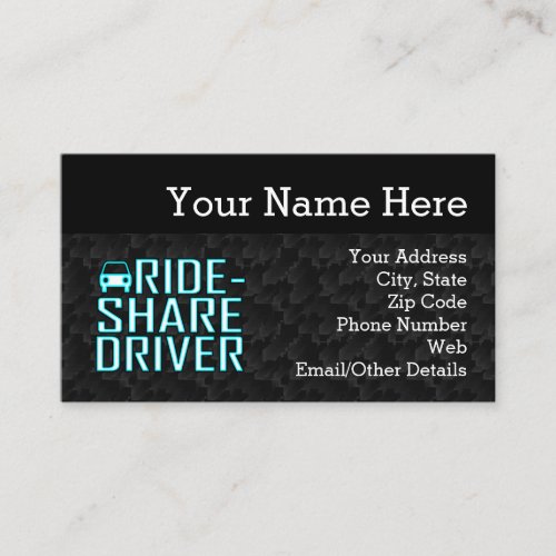 Ride Share Driver Rideshare Driving Business Card