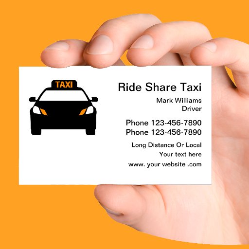Customizable Ride Share Taxi Transportation Business Card