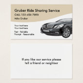 Ride Sharing Transportation Business Cards (Front & Back)