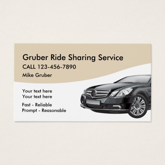 Ride Sharing Transportation Business Cards (Front)