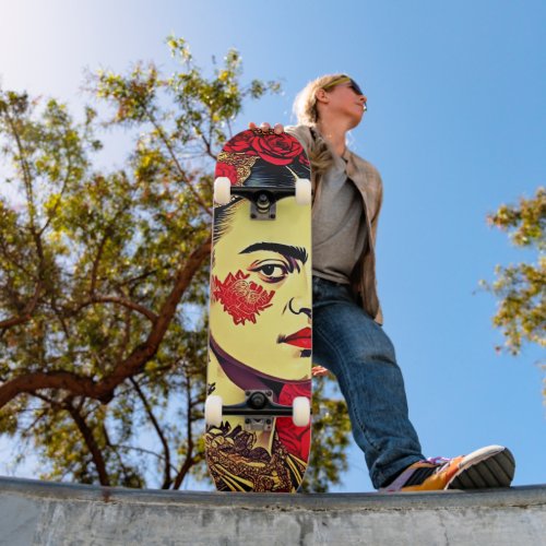 Ride the Artistic Wave_Frida Kahlo Inkpunk Artwork Skateboard