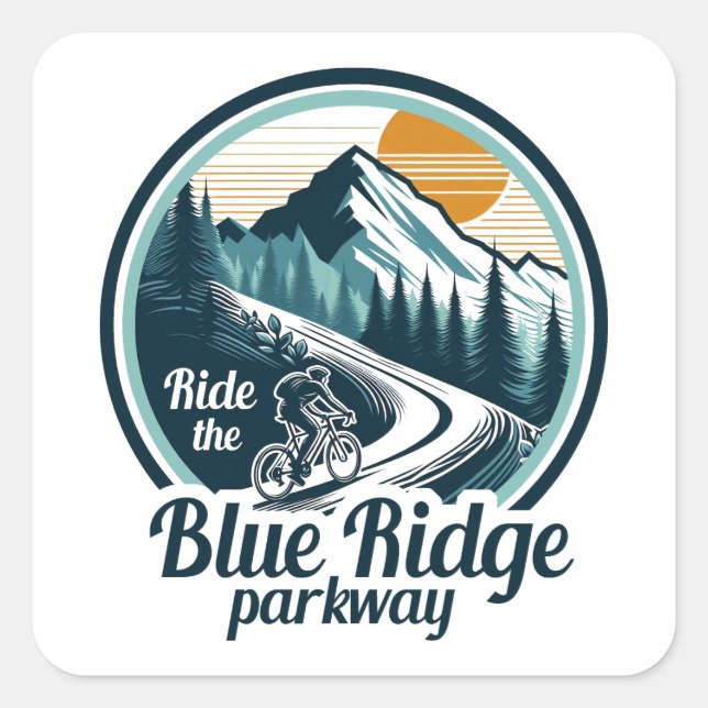 Ride The Blue Ridge Parkway Cycling Square Sticker (Front)