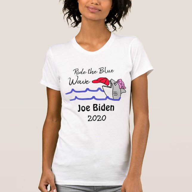 Ride the Blue Wave Democrat Vote Joe Biden 2020 T-Shirt (Front)