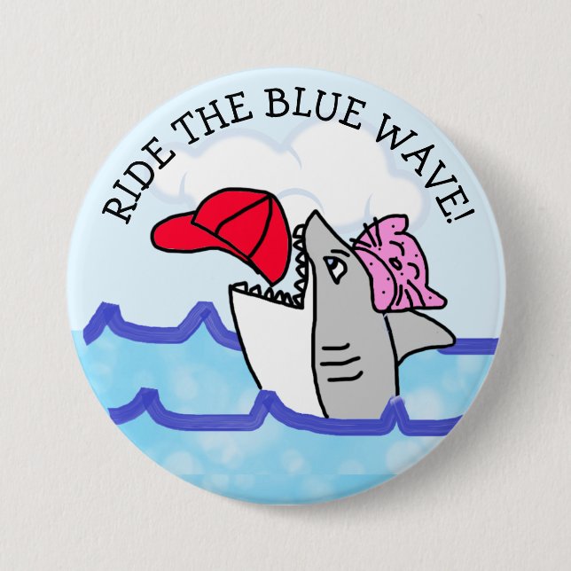 Ride the Blue Way Pro Democrat Anti Trump Button (Front)