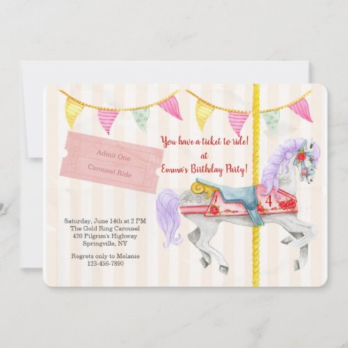 Ride the Carousel Vintage Invitation