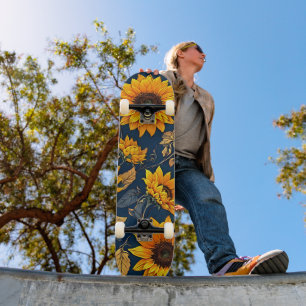Ride the Floral Bliss: Sunflowers Artwork Skateboard