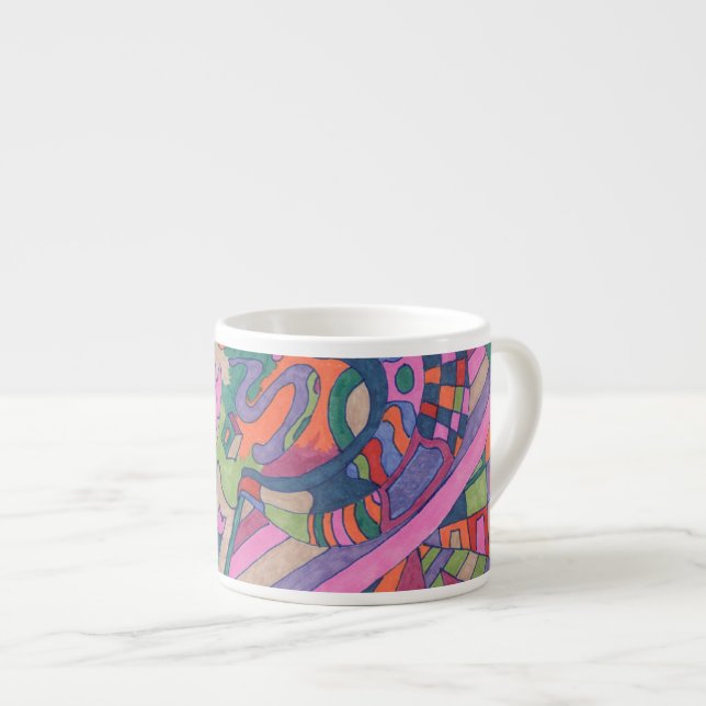 Ride the Groovy Rainbow, abstract Espresso Cup (Front Right)