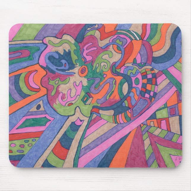 Ride the Groovy Rainbow, abstract Mouse Pad (Front)