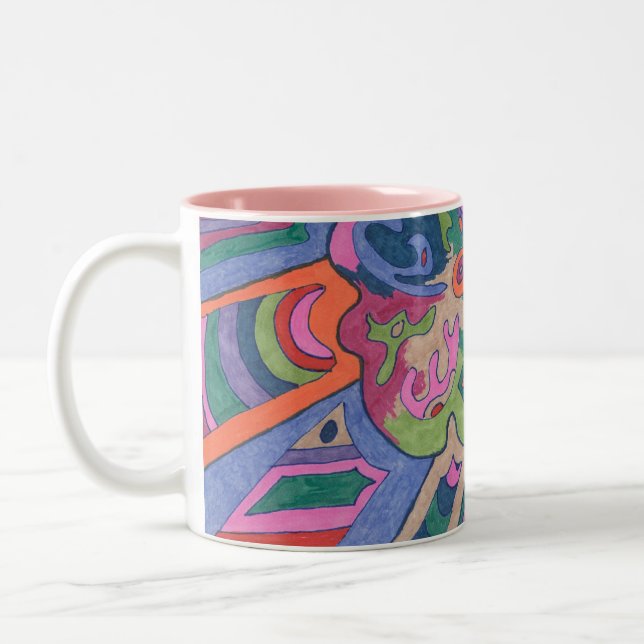 Ride the Groovy Rainbow, abstract Two-Tone Coffee Mug (Left)