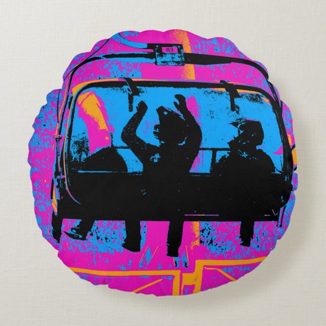 Ride the Mountain - Mountain Bikers Round Pillow (Front)