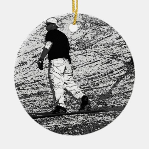 Ride the Slopes _ Snowboarding and Skiing Ceramic Ornament