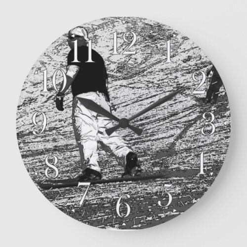 Ride the Slopes _ Snowboarding and Skiing Large Clock