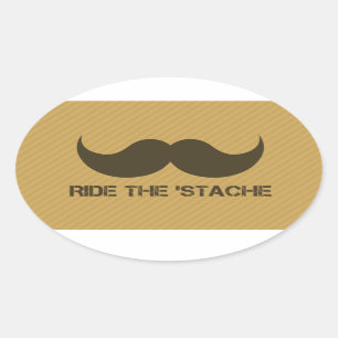 Ride The 'Stache Oval Sticker