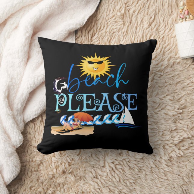 Ride the Summer Waves Throw Pillow (Blanket)