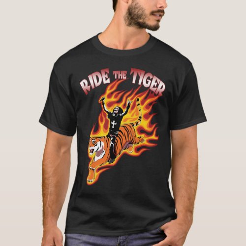 Ride The Tiger Vintage Heavy Metal Illustration T_Shirt