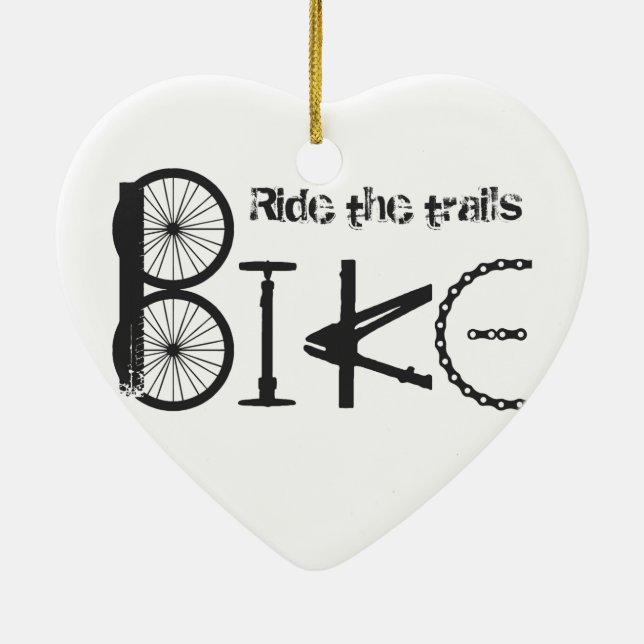 Ride the Trail Bike Graffiti quote Ceramic Ornament (Back)