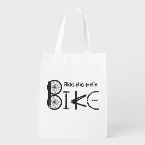 Ride the Trails Bike Graffiti Quote Cycling Sport Reusable Grocery Bag