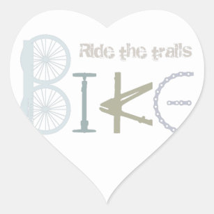 Ride the Trails Bike Graffiti Sport Quote Heart Sticker