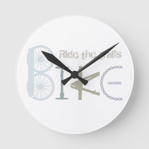 Ride the Trails Bike Graffiti Sport Quote Round Clock