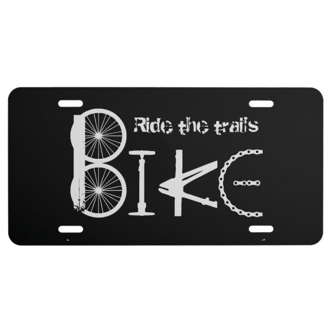 Ride the Trails BIKE made from Bicycle parts License Plate (Front)