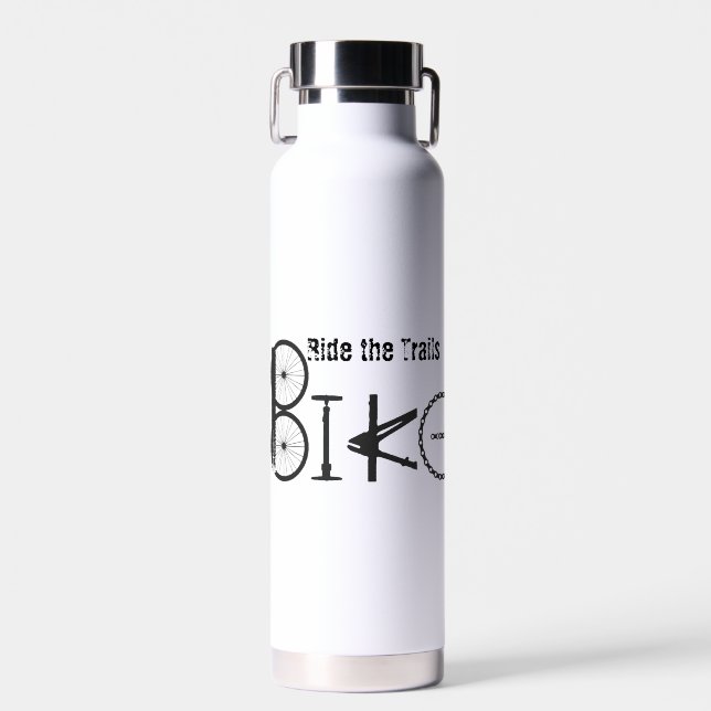 Ride the Trails BIKE made from Bicycle parts Water Bottle (Front)
