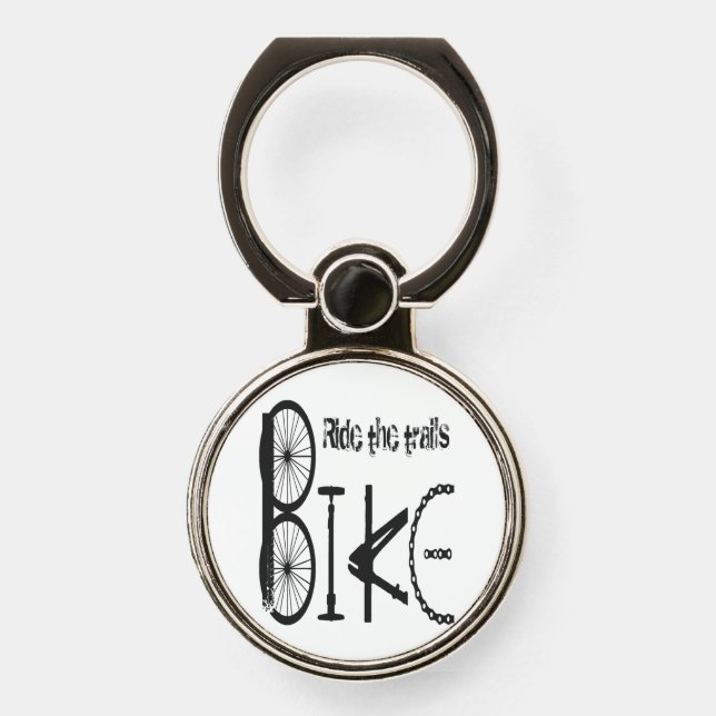 Ride the Trails Inspirational Bike Words Phone Ring Stand (Front)