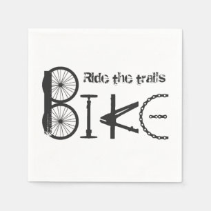 Ride the Trails Quote Bike Graffiti Art Paper Napkins