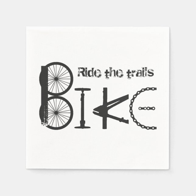 Ride the Trails Quote Bike Graffiti Art Paper Napkins (Front)