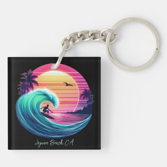 Ride the Wave at Sunset Keychain (Back)