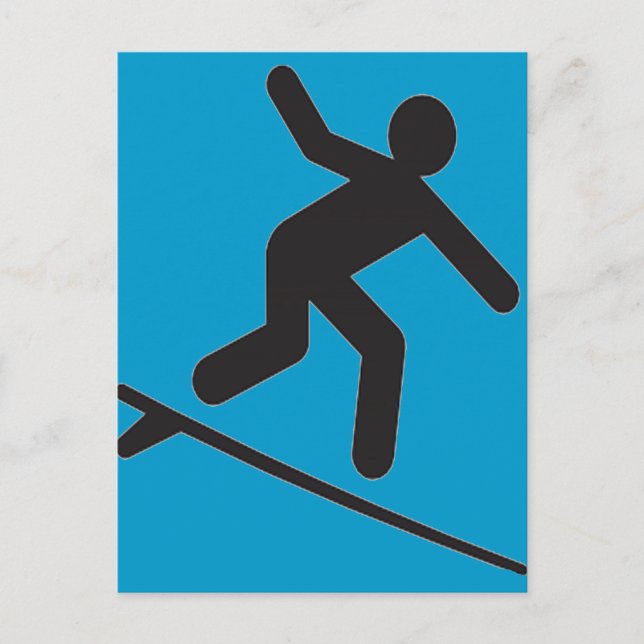 RIDE THE WAVE CARTOON POSTCARD (Front)