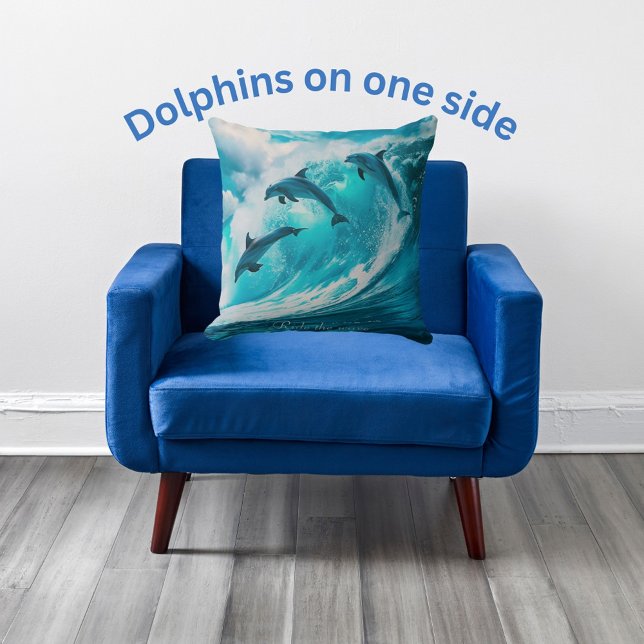 Ride the wave, dolphins  throw pillow (Creator Uploaded)