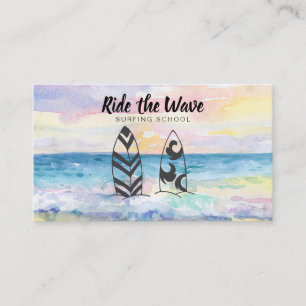 *~* Ride the Wave Ocean Beach Surfing School Business Card