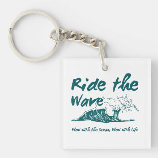 Ride the Wave Surf Design Keychain
