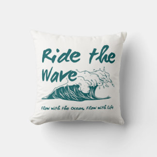 Ride the Wave Surf Design Throw Pillow