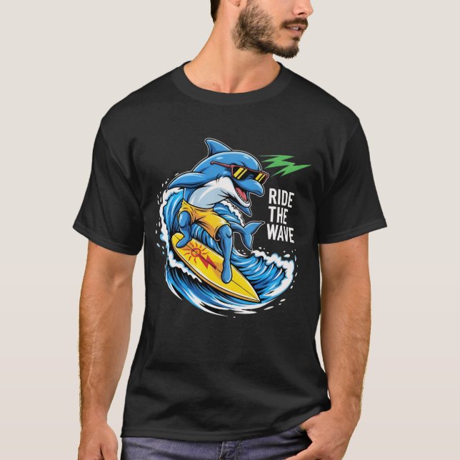 RIDE THE WAVE – Wave Surf Graphic  T-Shirt (Front)