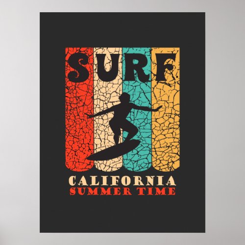 Ride the Waves California Summer Surfing beach Poster