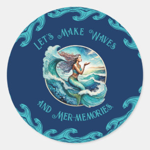 Ride the Waves: Mer-Memories Await! Classic Round Sticker