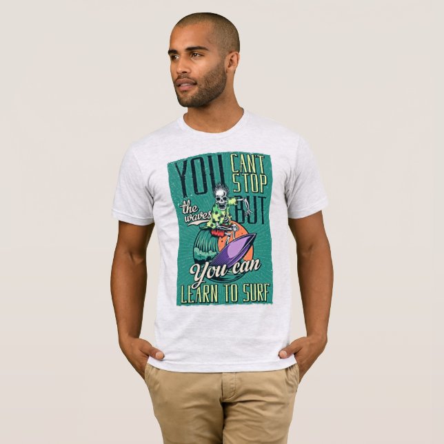Ride the Waves – Surf Skeleton Retro Tee (Front Full)